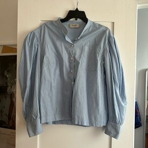 Sea New York puff sleeve blue and white striped button down